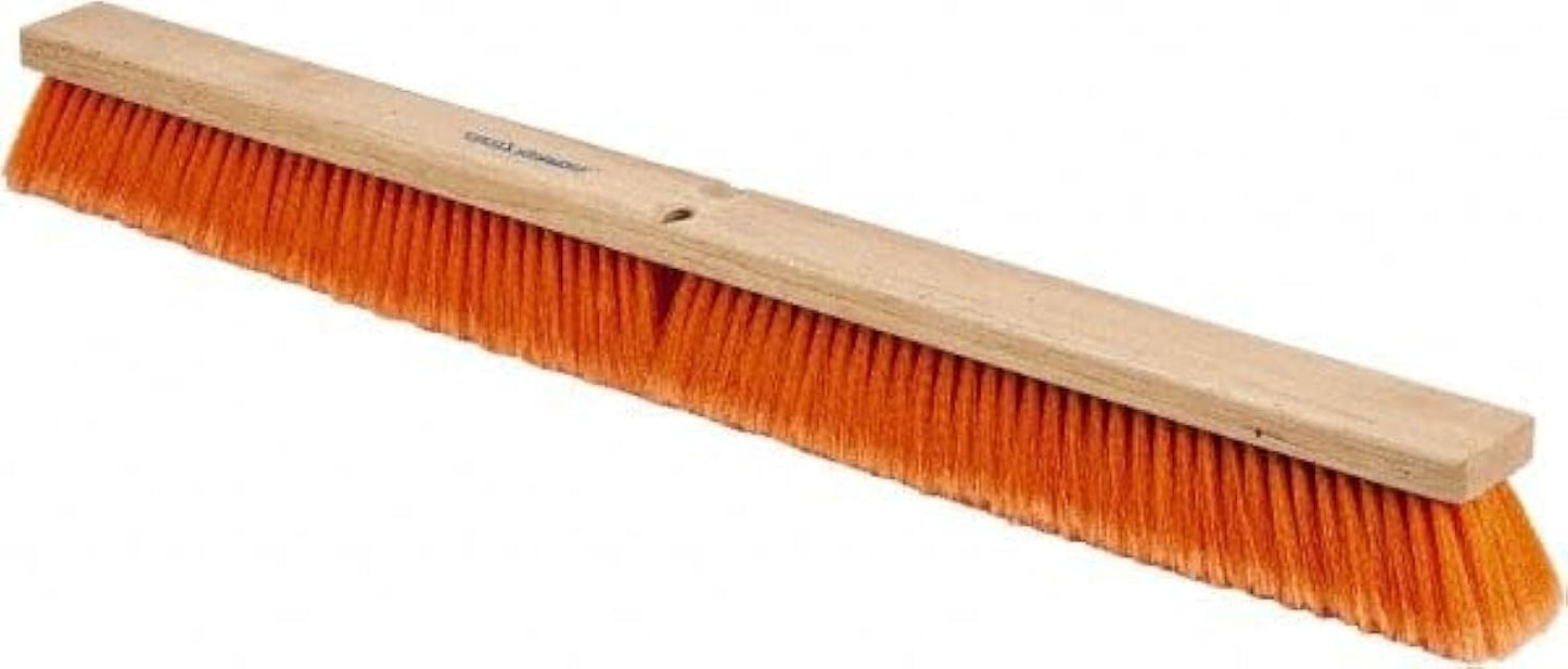 PRO SOURCE Safety Orange Push Broom Head with Threaded Wood Block: Extra-Wide 36 inch