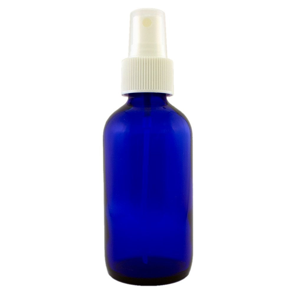2 fl oz Cobalt Blue Glass Bottle with White Spray Cap (12 Pack)