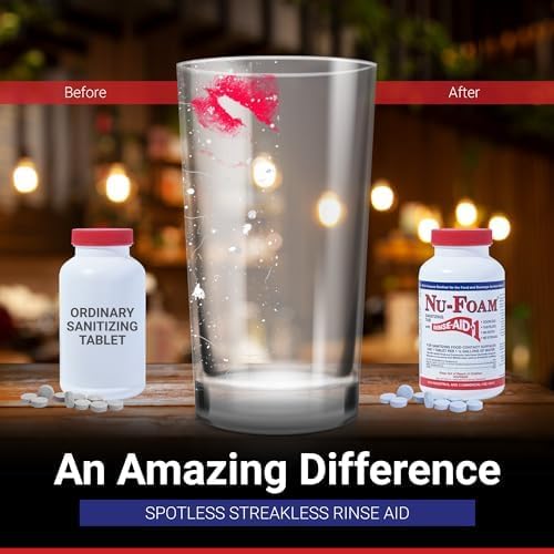 Nu-Foam Sanitizing Tablets for Bar Glassware – Superior Rinse Aid - Hand Washing Bar, Tavern, Brewery Supplies - Spotless Serving Glasses -2 Pack 200 Tablets - Makes 1,200 Quarts Sanitizing Solution