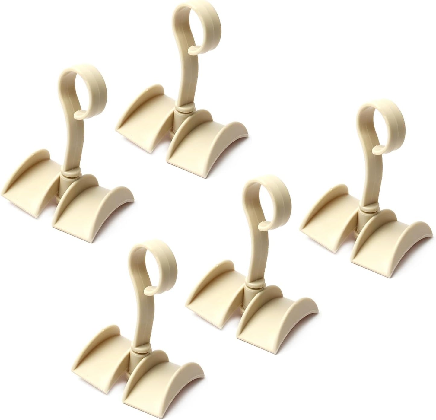 Rotating Belt Hanger 360°Rotatable Organizer 4 Hangers for Drying Towels Bras Clothes Gloves Plastic Laundry Sock Drying Hanger Beige 5Pcs