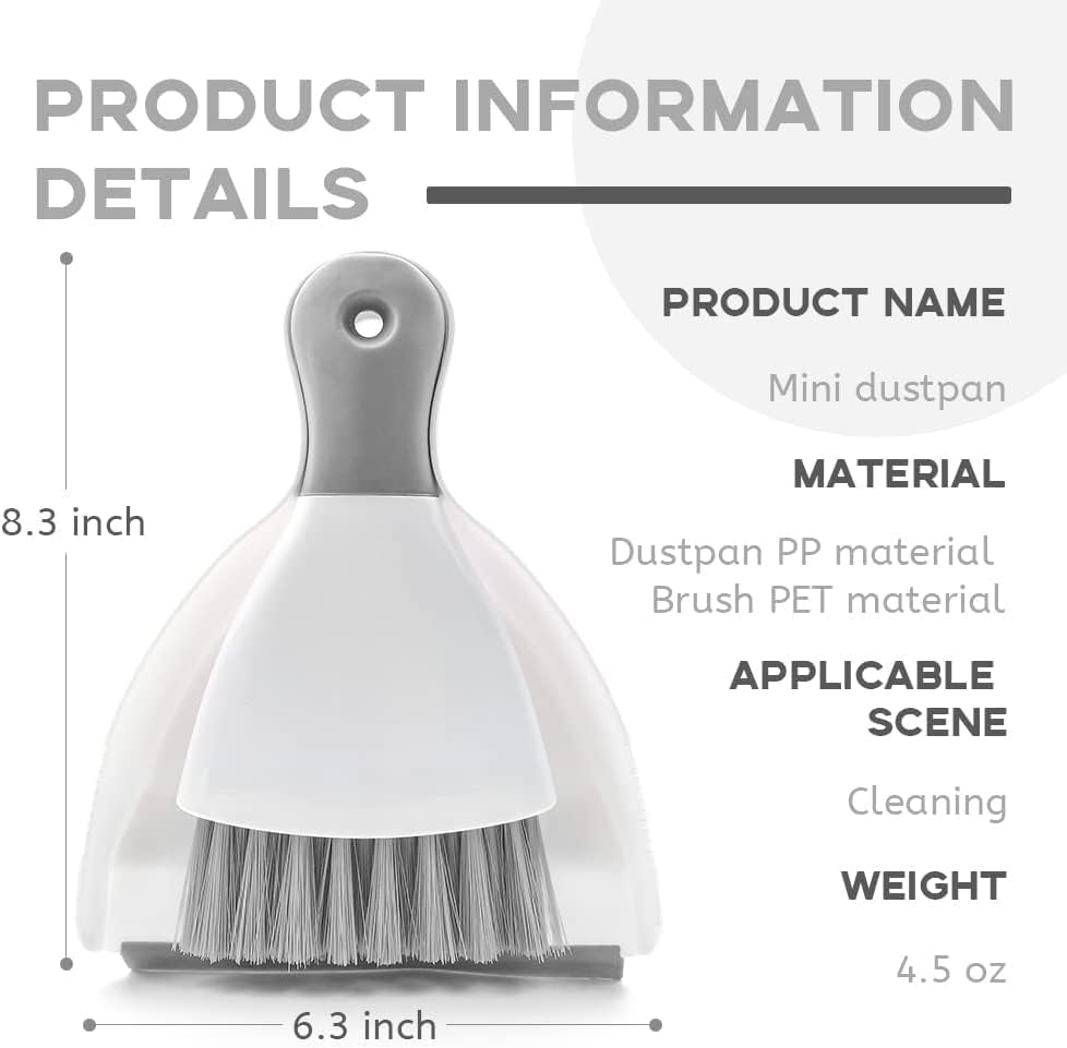 Dust pan Broom Brush Dustpan - Dustpan and Brush Set,Mini dust Pans with Brush,Dust Pan and Brush Set for Table, Key Board, Cat, Dog and Other Pets, Dust Pan Brush Nesting Tiny Cleaning Broom(Gray)