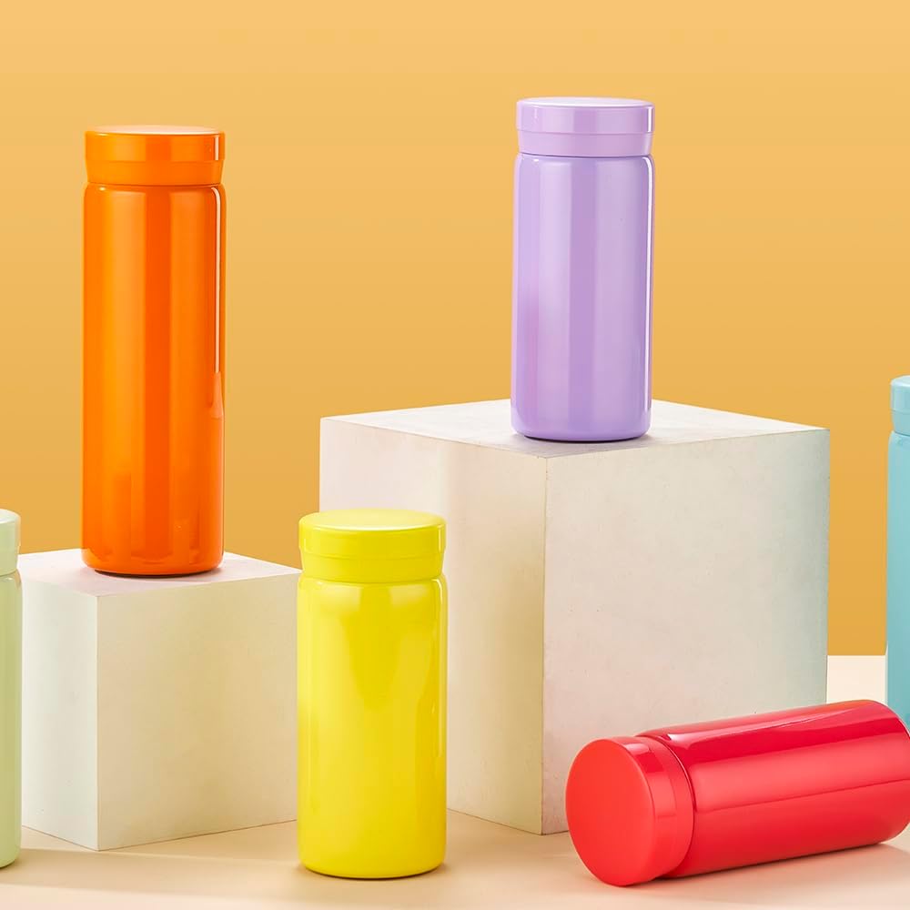 10oz Mini Water Bottle Stainless Steel Thermos Small Flask - Insulated Vacuum, Leak Proof, Keeps Drinks Hot/Cold - Ideal for Coffee, Tea, Water - Yellow