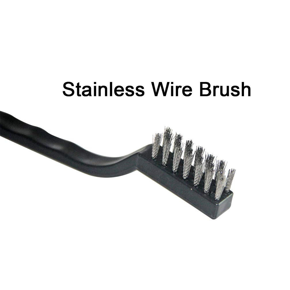 9PCS MINI Wire Brushes, Stainless Steel Brush Set, Curved Handle Scratch Toothbrush, Cleaning Welding Slag and Rust