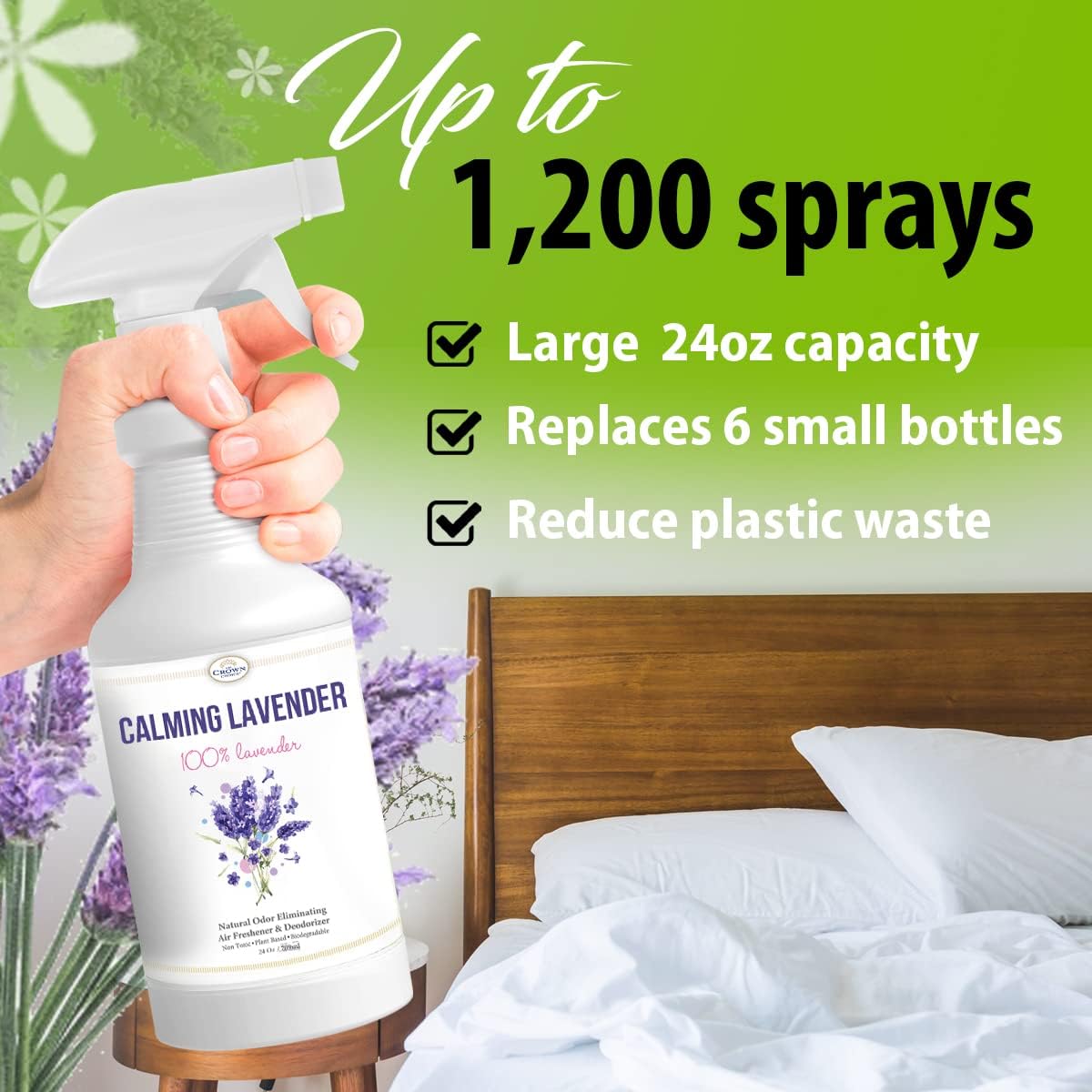 Natural Lavender Linen Spray (24oz) - Linen, Sleep Spray, Room Spray - Quality Lavender Oil Essential Oil Odor Eliminator, Deep Sleep Pillow Mist, Linen Spray for Bed, Sheet, Pillows, Aromatherapy