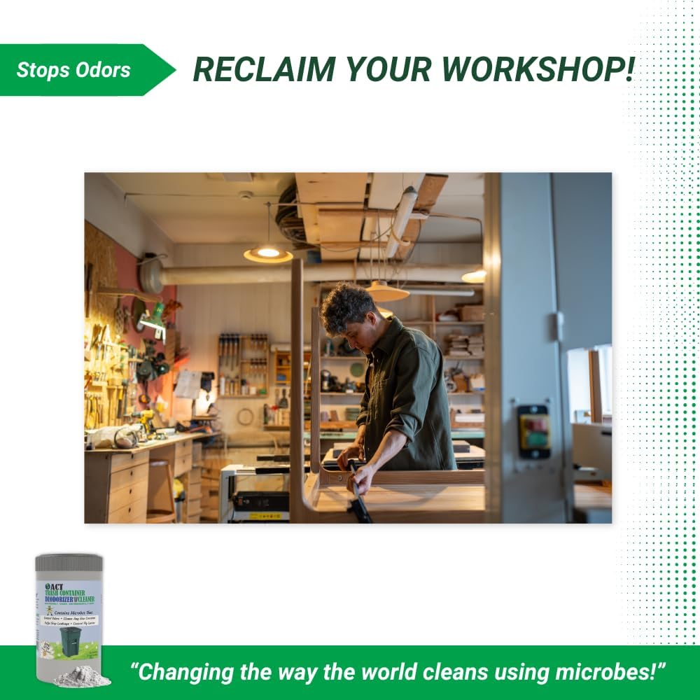 ACT Trash Deodorizer and Cleaner | Eliminates Odors Controls Garbage Sludge | for Garage and Outdoor Bins | Dry Powder Eco-Friendly 2.5lb