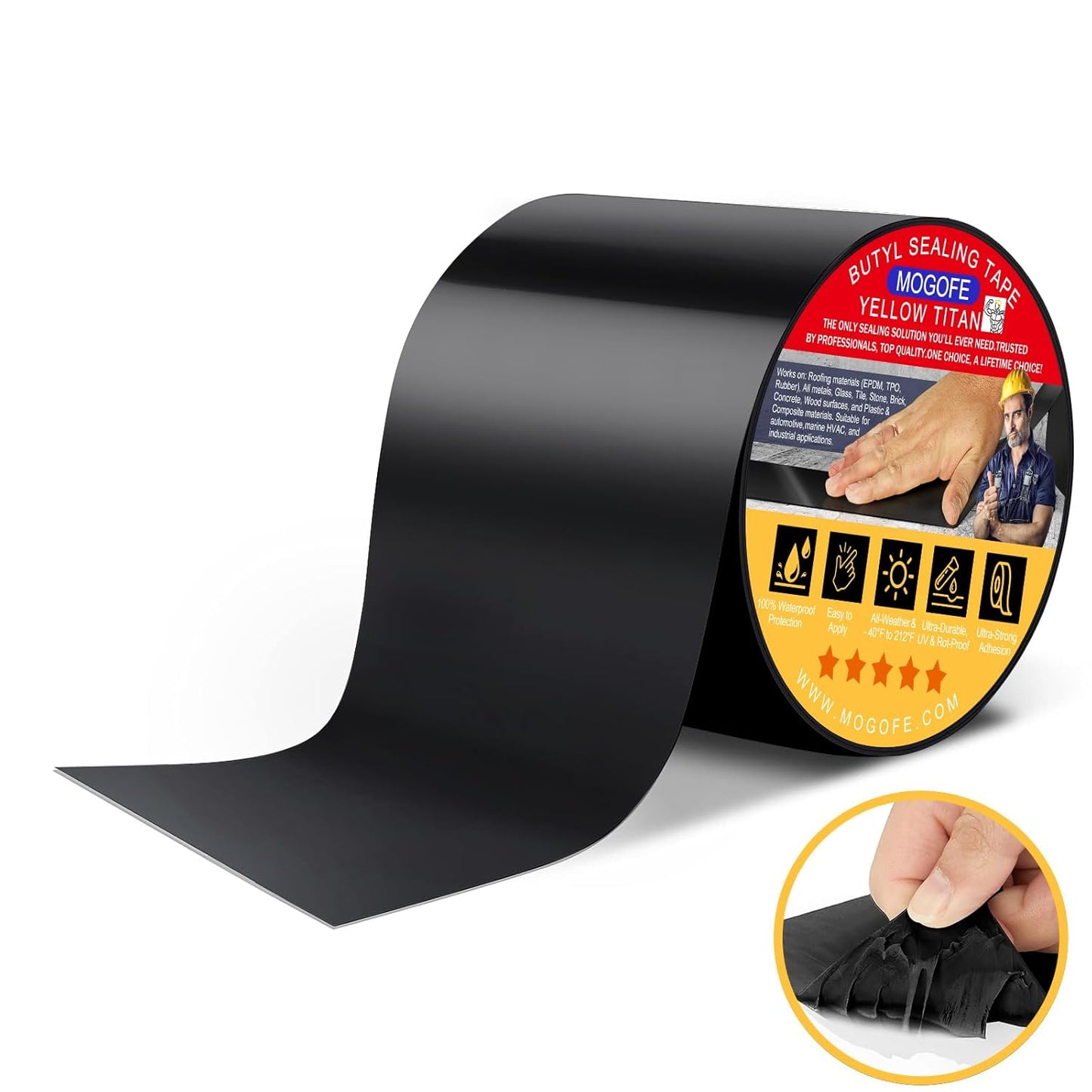 RV Roof Sealant Tape Black, 4 Inch x 50 Feet RV Repair Roof Sealer Seal Tape UV-Resistant Waterproof Sealant Tape for RV Repair, Camper, Trailer, Boat Sealing, Leaking Roof, Window
