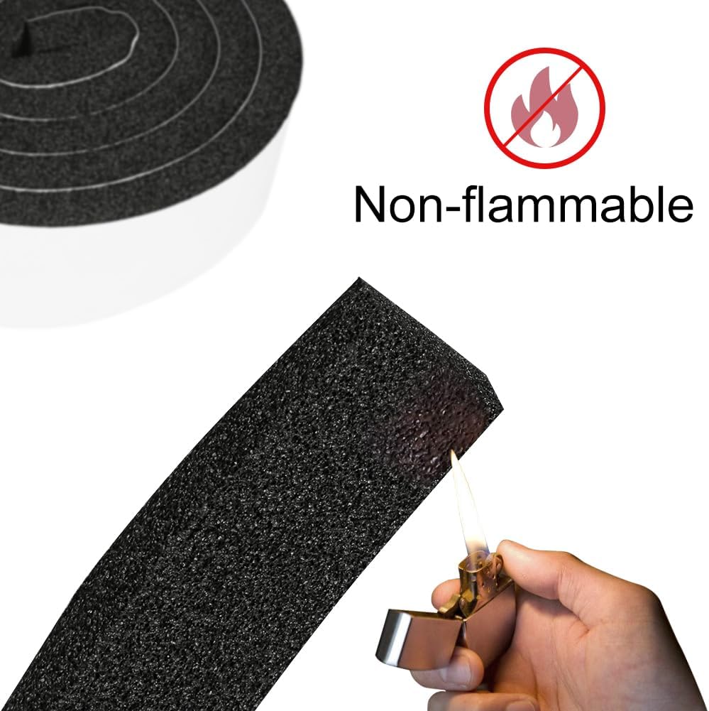 2 Rolls 1 Inch W 3/8 Inch T Weather Stripping Air Conditioner Open Cell Foam Seal Tape, Window Insulation High Resilience Seal Strip for Doors Window,Total 16FT