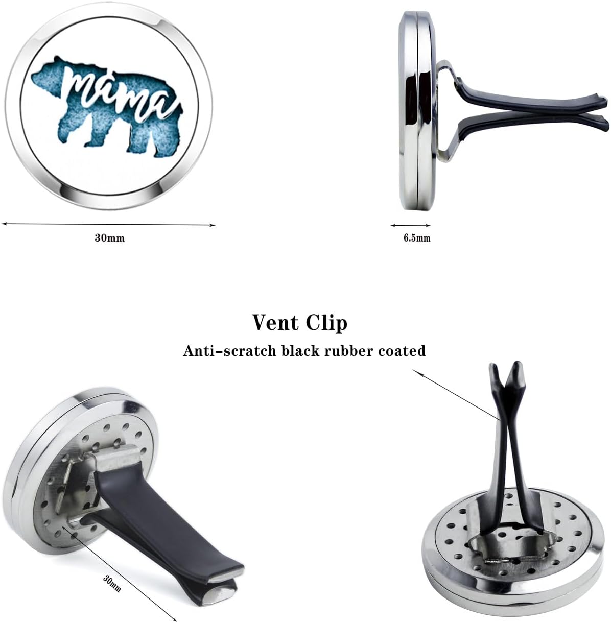 30mm Mama Bear Car Diffuser Vent Clip Essential Oil Aromatherapy Air Freshener Vent Clips Car Accessories for Women