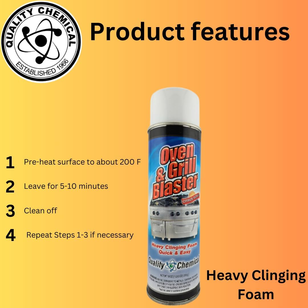 Quality Chemical Oven and Grill Blaster Heavy-Duty Oven Cleaner, Grease and Carbon Remover - 18 oz Can (Pack of 12)