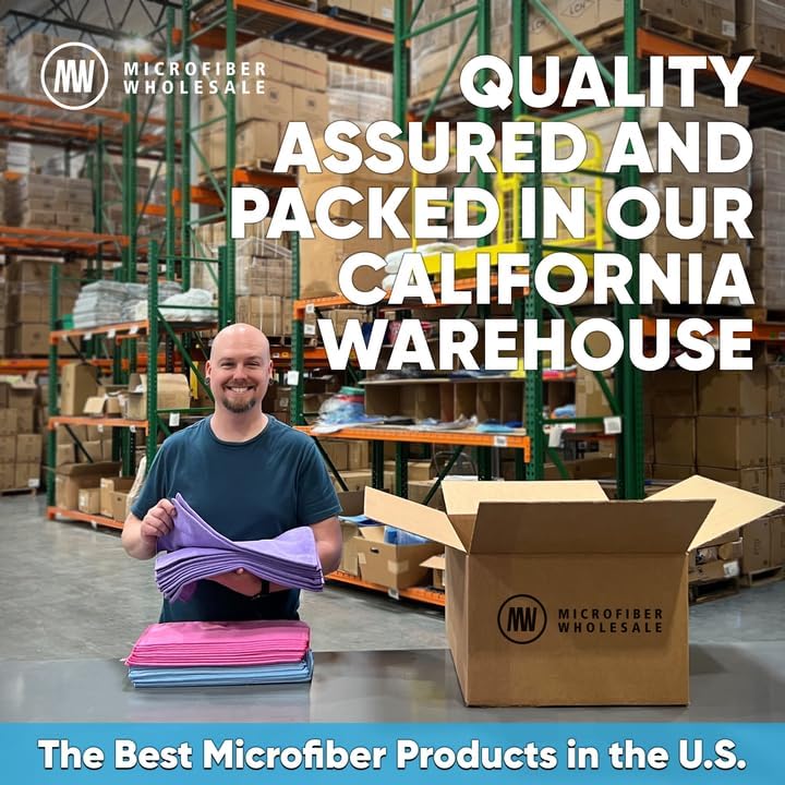 MW Pro Microfiber Cleaning Cloth | Purple | 12 Pack | 16” x 16” | All Purpose Microfiber Towels - Clean, Dust, Polish, Scrub, Absorbent