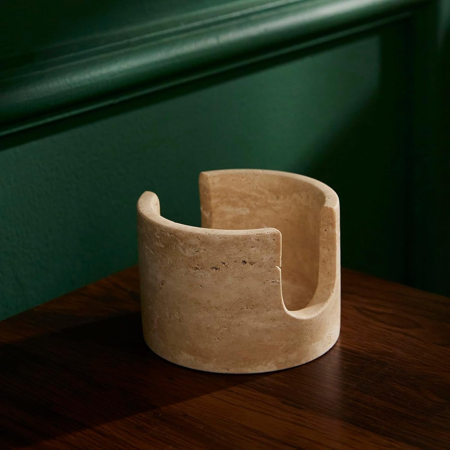 Natural Beige Travertine Marble Sponge Holder for Kitchen Sink Counter,Kitchen Stone Drying Rack for Countertop