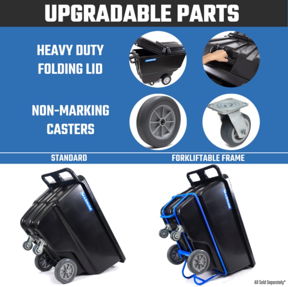 Magnum Tilt Truck, 1/2 Cu. Yd. Capacity Dump Cart with Non-Marking 12” Wheels & 5” Casters for Handling, Transporting on Construction Jobsites, 750 lbs, Trash Cart with Wheels DUC12T-NM-04PK (4-Pack)