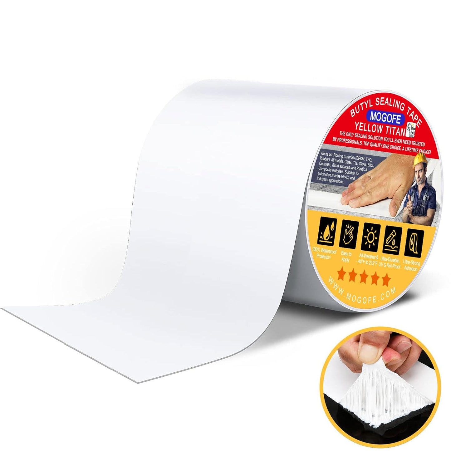 RV Roof Sealant Tape White, 6 Inch x 50 Feet RV Repair Roof Sealer Seal Tape UV-Resistant Waterproof Sealant Tape for RV Repair, Camper, Trailer, Boat Sealing, Leaking Roof, Window