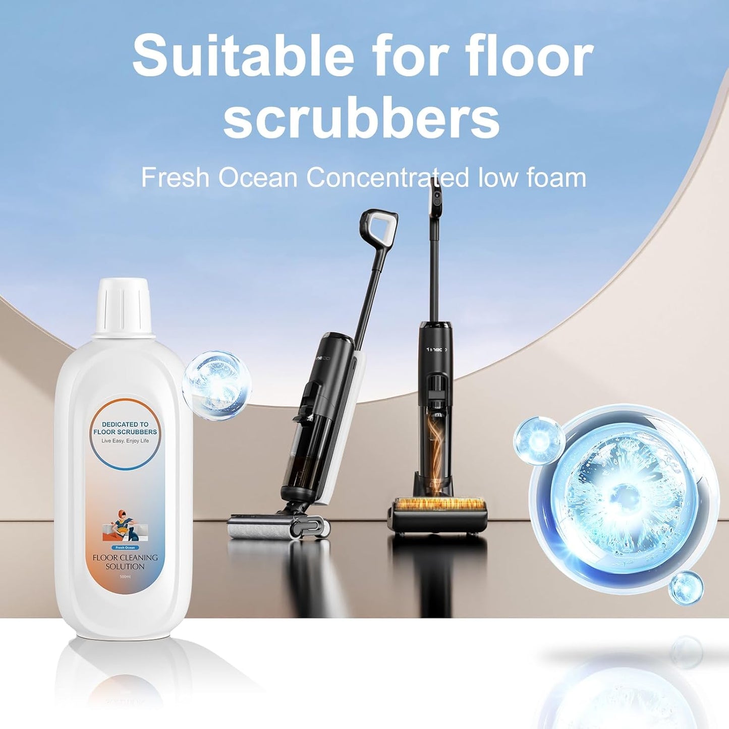 Floor Cleaning Solution Compatible With Tineco , Deep Cleans for Multiple Hard Floors, Suitable With All Robot Vacuums with Mopping and Cordless Wet/Dry Vacuum Mop Cleaner (Fresh Ocean 1 Bottle)