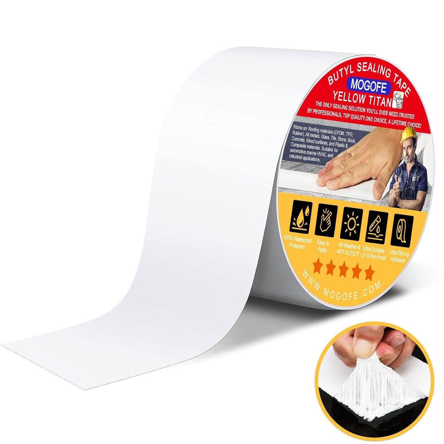 RV Roof Sealant Tape White, 2 Inch x 50 Feet RV Repair Roof Sealer Seal Tape UV-Resistant Waterproof Sealant Tape for RV Repair, Camper, Trailer, Boat Sealing, Leaking Roof, Window