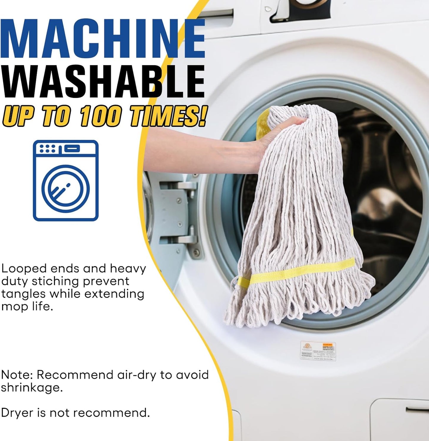 Matthew Cleaning Commercial Mop Head Replacement, 5 Inch Wide Headband, Looped End Cotton Blend String Wet Mops for Floor Cleaning, 24 oz Large, 1-Pack White