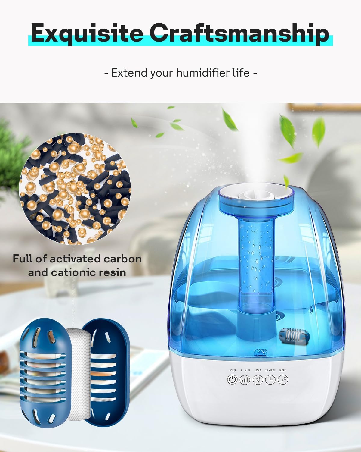 Leemone Demineralization Cartridge Compatible with HoMedics Ultrasonic Humidifiers, 20 Pack Humidifier Filter Replacements, Purifies Water, Filters Mineral Deposits