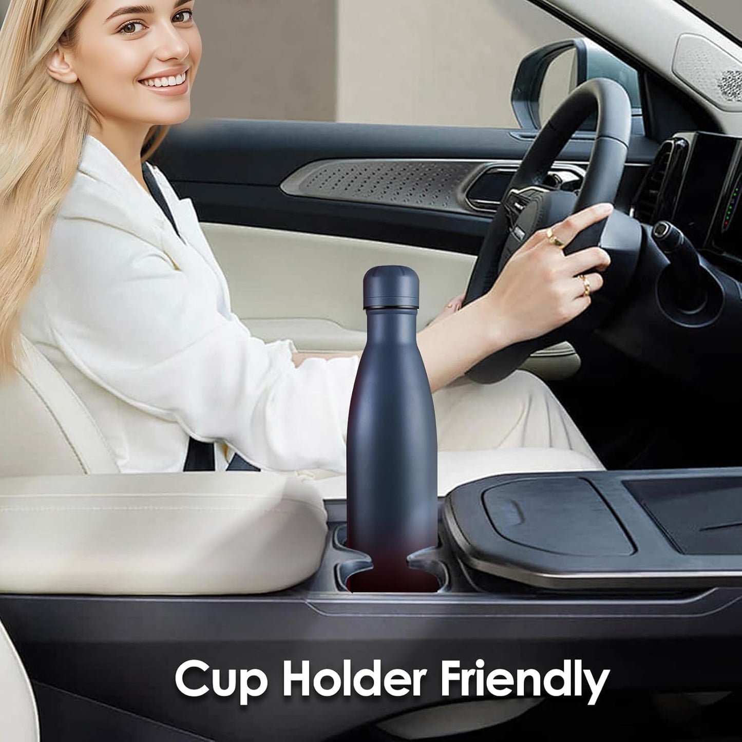 17oz Cola-Bottle Shaped Stainless Steel Leak-Proof Water Bottle,Double Wall Vacuum Insulated Metal,Travel Mug for Sports Indoors & Outdoors,BPA-Free School Kids Flasks,Navy(1Pack)