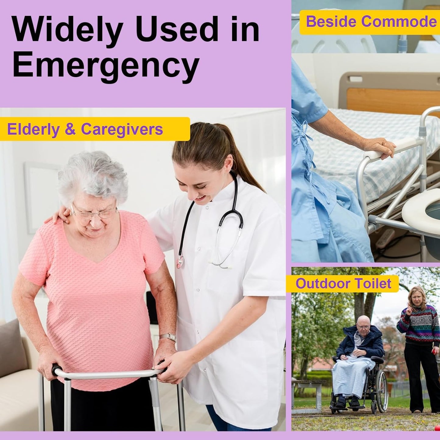 100 Commode Liners for Bedside Commode, Thickness Leakproof Disposable Portable Toilet Bags, Plant Scented Potty Liners, Potty Bags for Portable Toilet Fit All Standard Toilet Chair Bucket