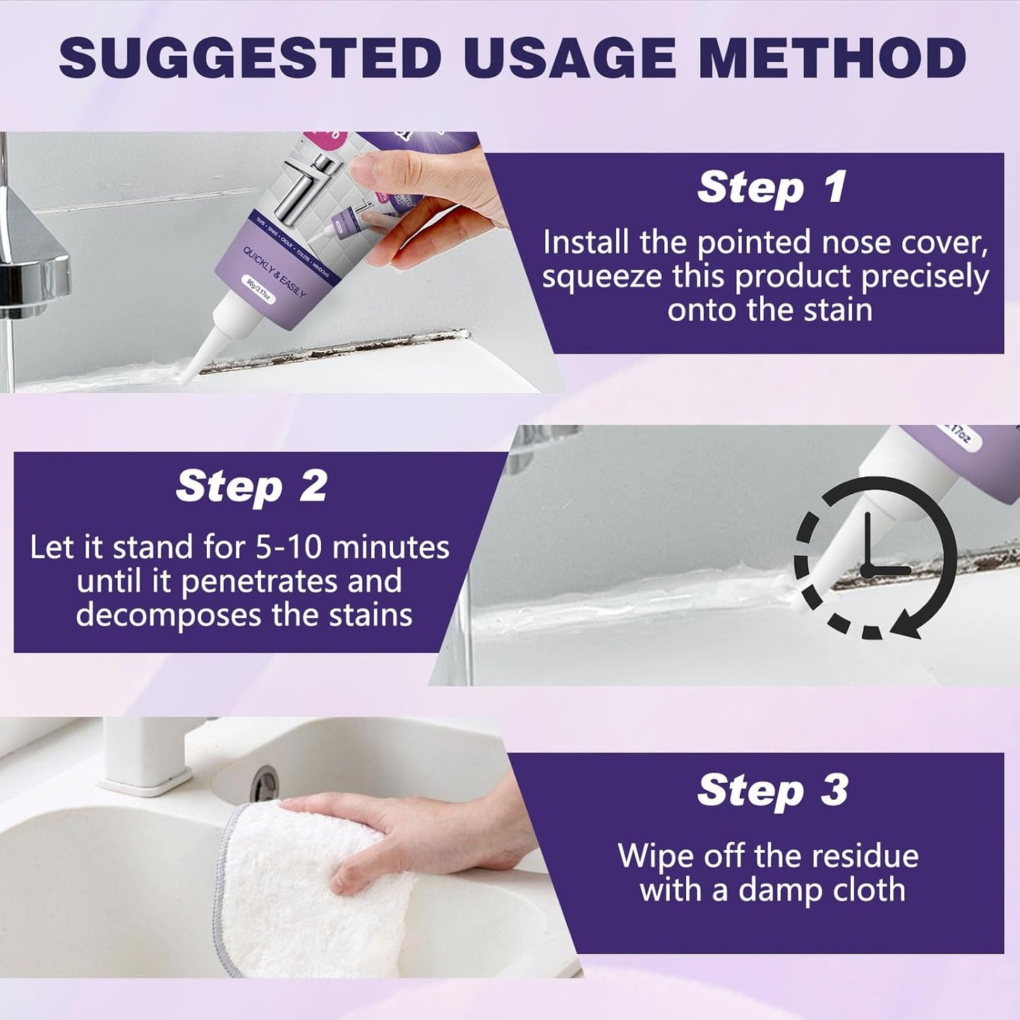 Cleaning Remover Gel,Powerful Household Cleaning Gel,Suitable for Bathroom and Kitchen Tile Gaps,Highly Effective In Penetration,Safe Formula That Does Not Damage The Surface (2PCS)