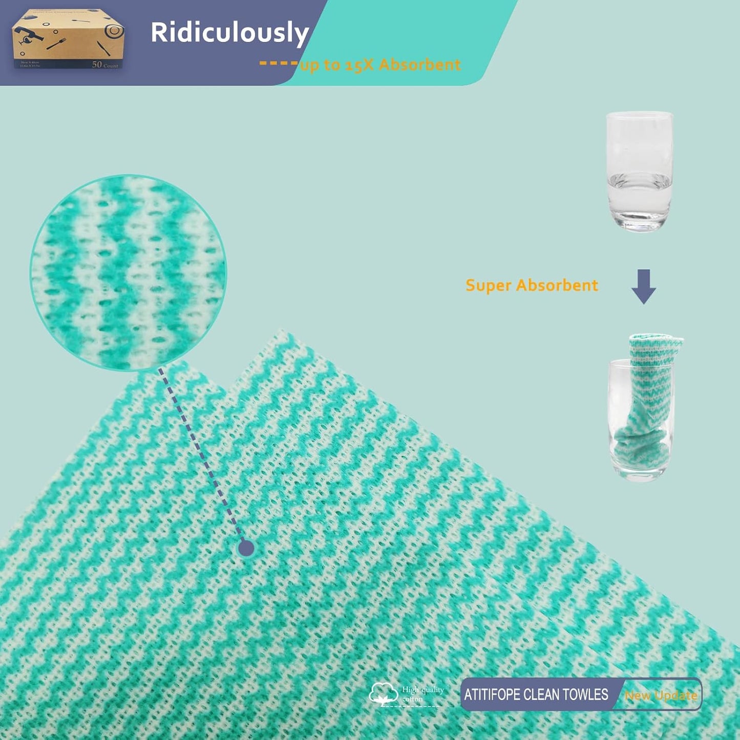 Heavy Duty Reusable Cleaning Cloths 100 Count Food Service Wipes Dishcloths Multi-use Towels(2Boxes)