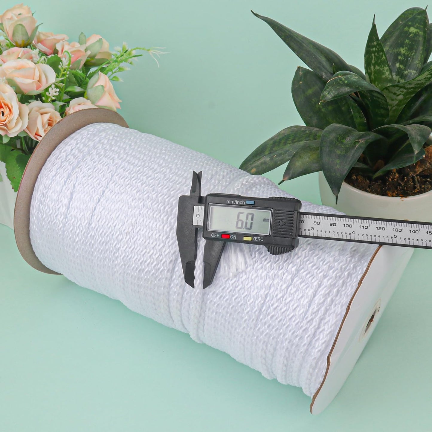 1/4 Inch White Polyester Rope - 500 Foot White Low Stretch Polyester Rope for Hiking, Kayaking, Tarps, Camping