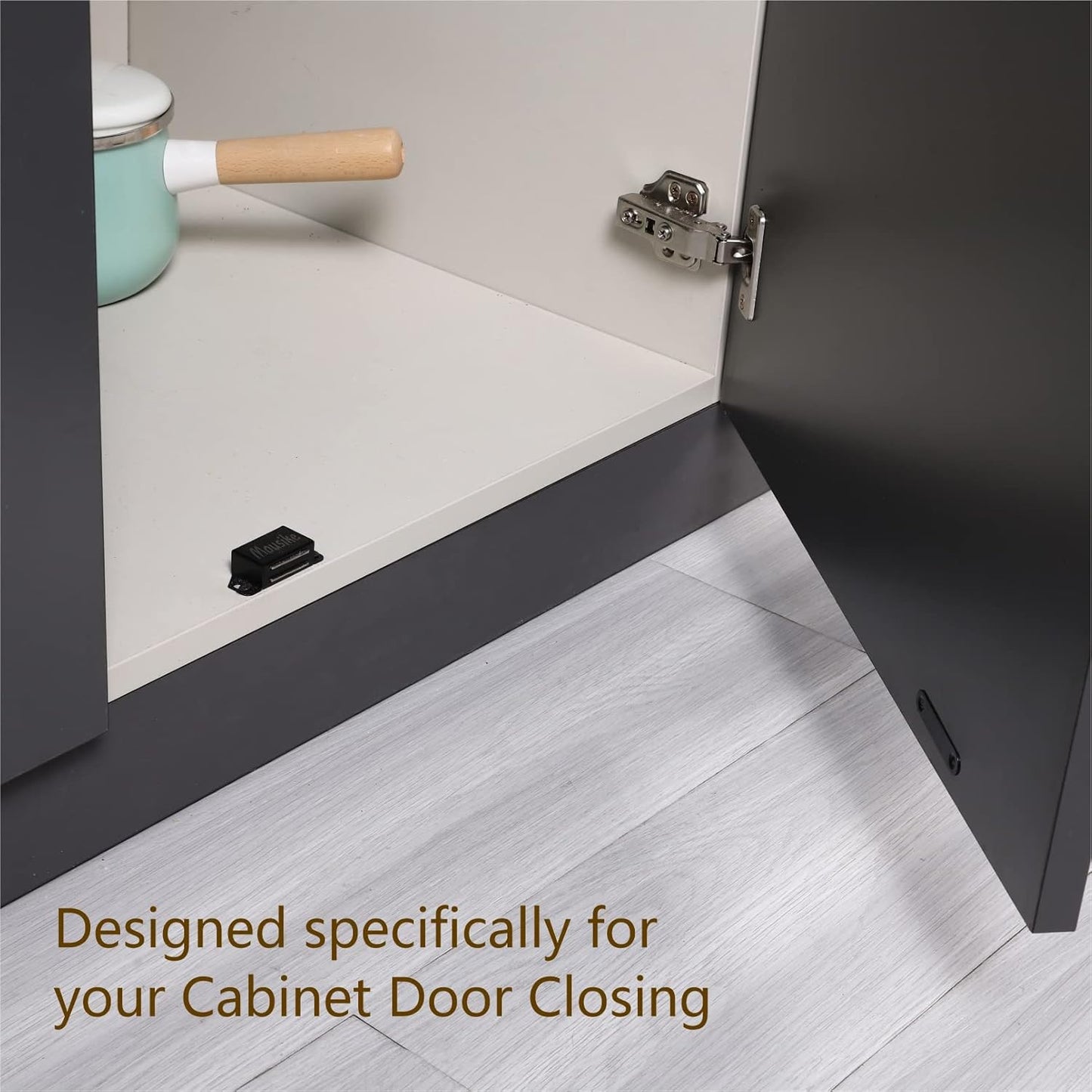 Mousike Cabinet Magnets Magnetic Door Catch Stainless Steel Door Magnet for Kitchen Bathroom Cupboard Wardrobe Closet Closures Cabinet Door Drawer Latch 20 lbs (Black 16Pack)