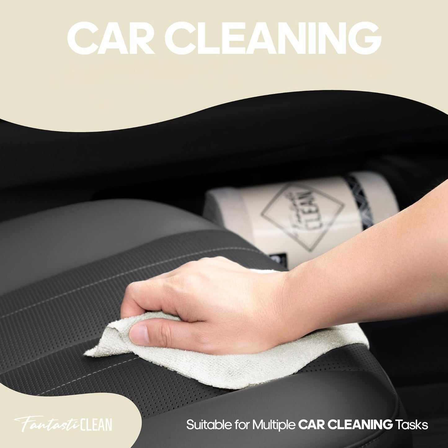 Fantasticlean Microfiber Cleaning Cloth Roll 2 Rolls 120 Pack, Tear Away Paperless Towels, 8" x 8", Reusable Washable Rags, Home Kitchen, Pet, Office, Indoor Outdoor, Compact Portable (Off-White)