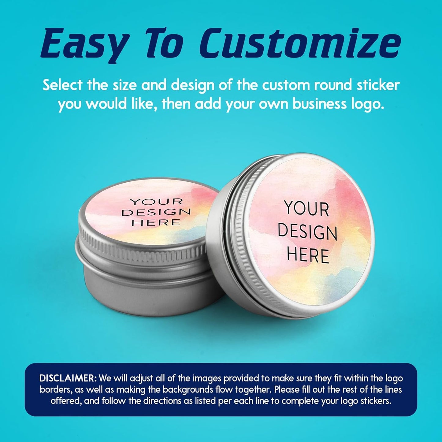 100 Custom Vinyl Stickers - Upload Your own Image, Text, Design, Logo - Personalized Logo Labels for Handmade, Packaging, Bottle, Jars, Candle, Brand Stickers (Watercolor, 1.5x1.5)