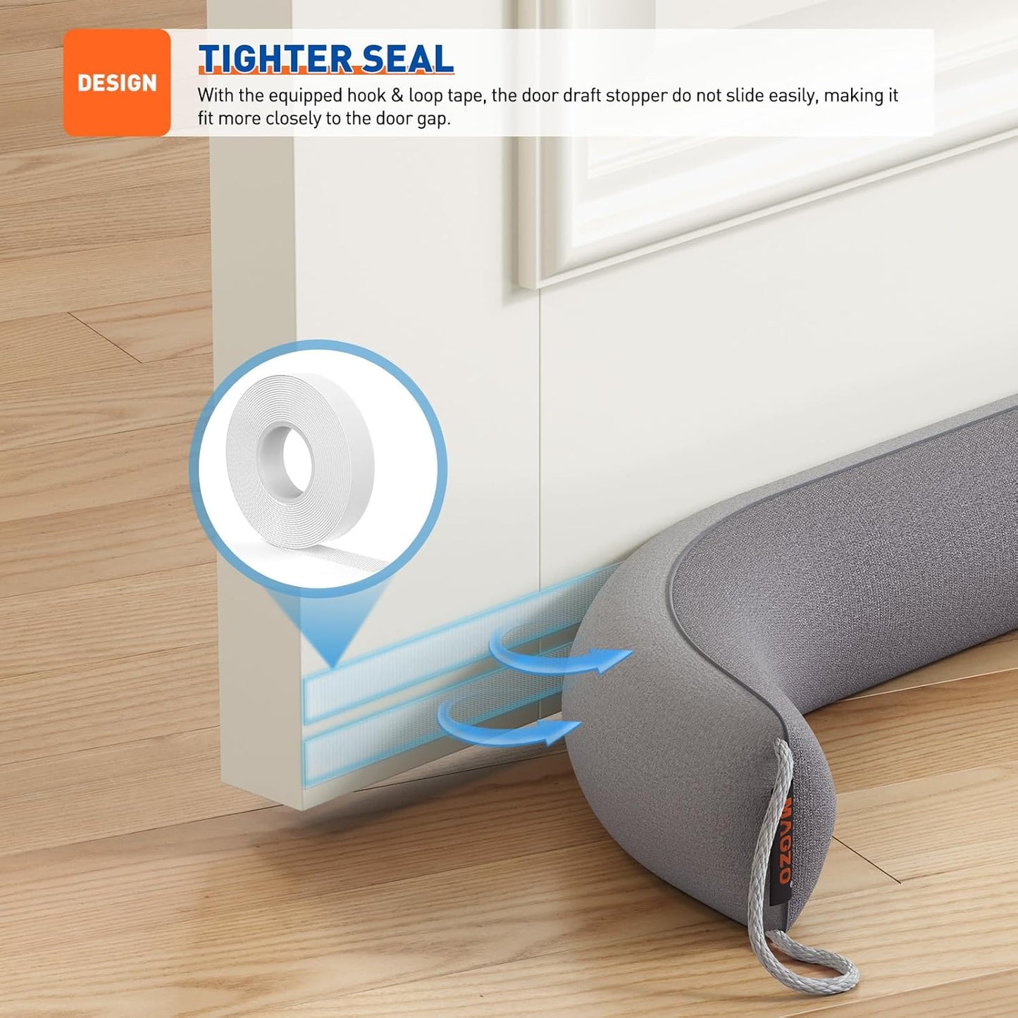 MAGZO Door Draft Stopper, 36 Inch x 2pcs Under Door Draft Blocker Noise Stopper, Weighted Wind Blocker Draft Guard for Bottom of Door, Gray