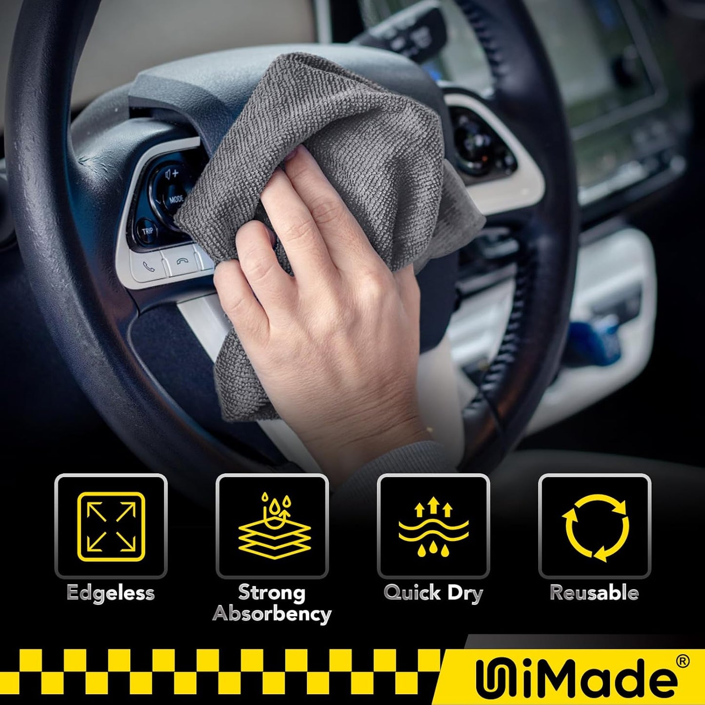 Microfiber Cleaning Cloth, 100 Pack Microfiber Towels for Cars Commercial Grade Work Rags Bulk Detailing Cloth for Automotive Bar Mechanic Restaurant Garage Housekeeping, 11.5"x 11.5", Grey