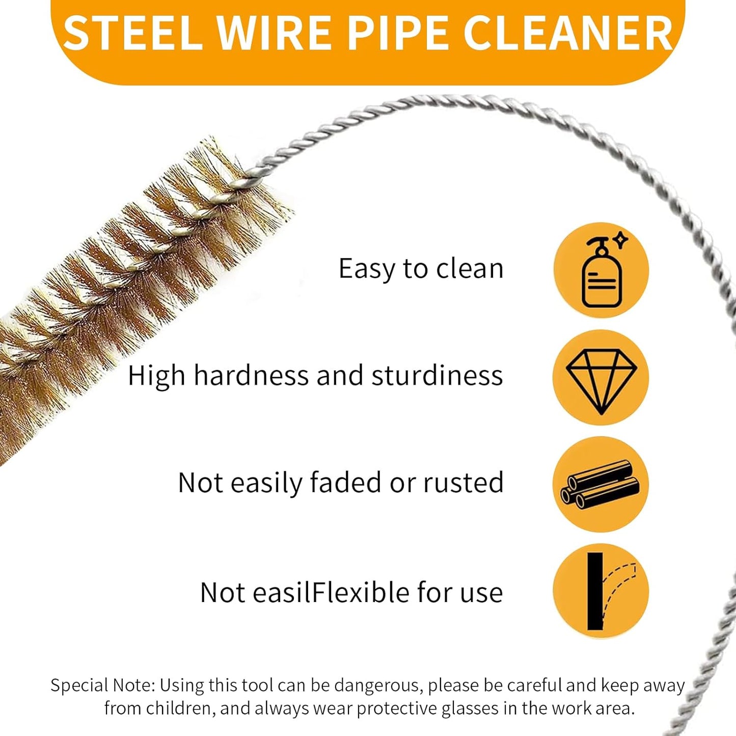 7pcs Brass Wire Tube Brushes Bottle Brush Set,11Inch Long Wire Brushes for Cleaning,Wire Pipe Cleaner Bore Brush Cleaning for Tubes,Bottle,Keyboards,Glass