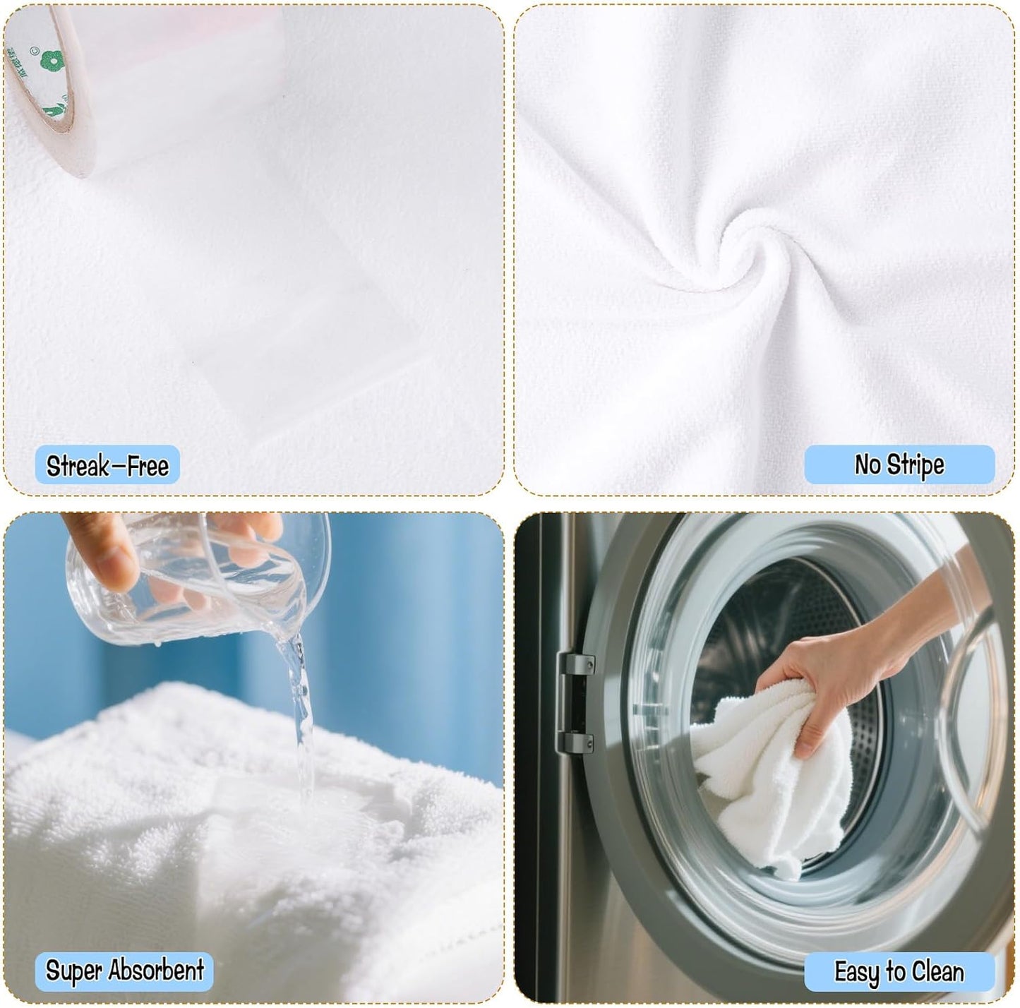 4 Pack Extra Large Microfiber Cleaning Cloths 20"x30", Lint-Free Reusable Towels for Home, Glass, Windows, Office, Kitchen, Bathroom – White