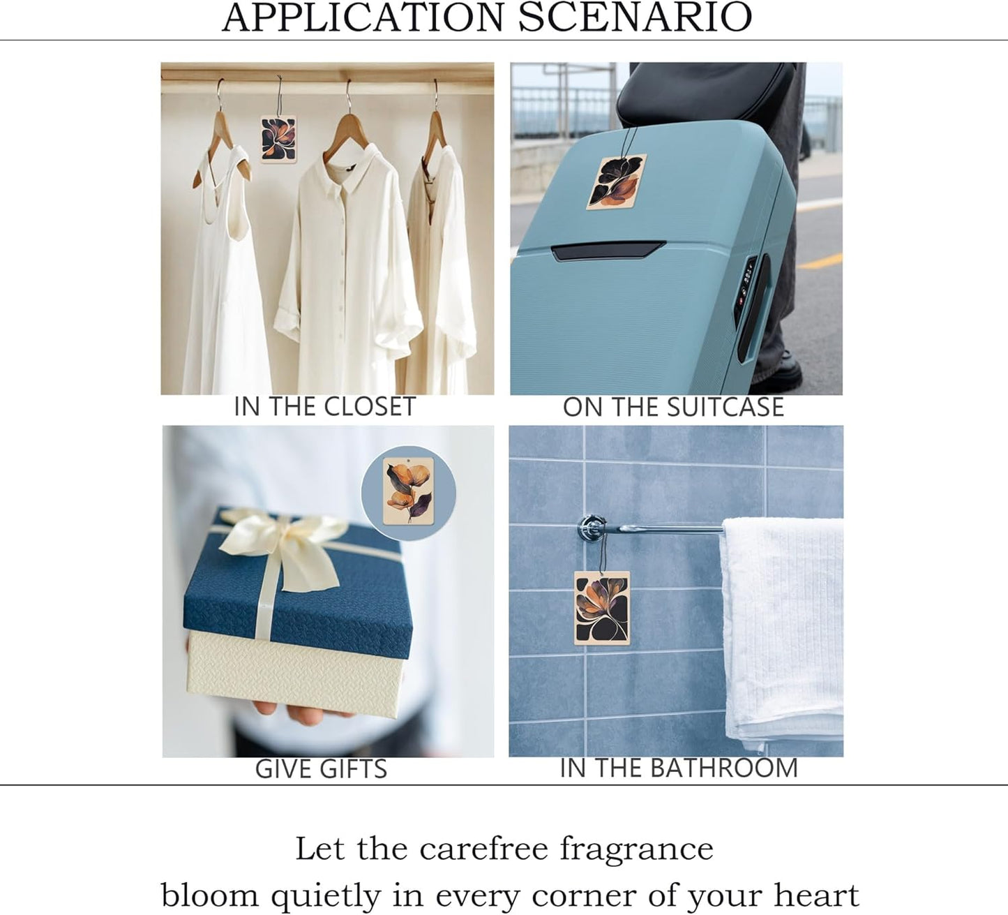 Boho Abstract Floral Car Air Freshener 4 Pcs, Retro Orange and Black Flower Hanging Scents Air Freshener for Women Girls Gifts, Vintage Scented Car Accessories Decor for Room Closet Drawer