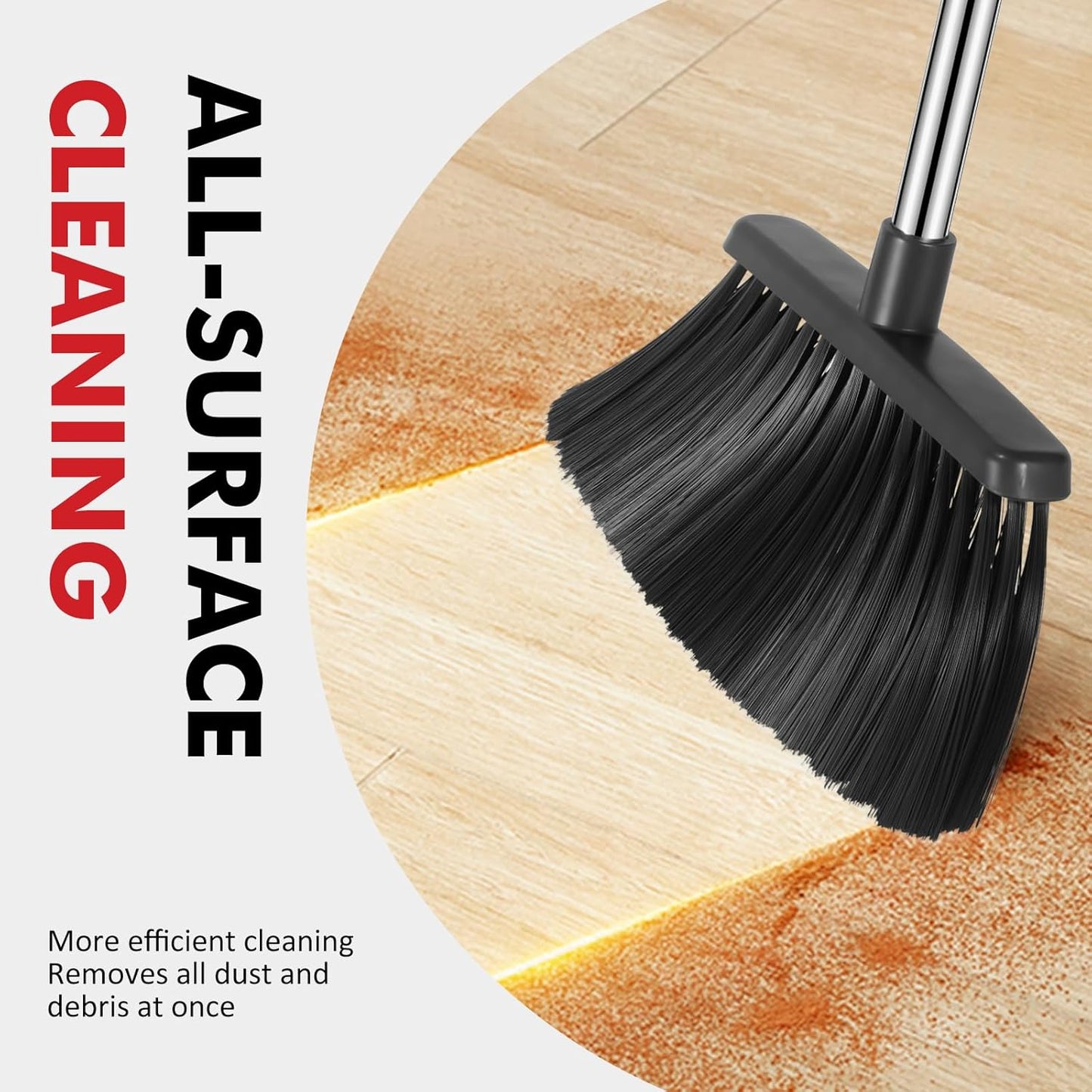 NACENA Heavy Duty Broom, 55 Inch Long Handle Outdoor Large Angle Brooms, Commercial Broom for Sweeping Indoor, for Home Garage Kitchen Office Courtyard Lobby Patio Lawn Concrete, 2 Pack, Black