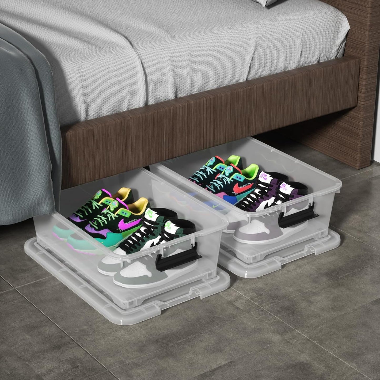 20 Quart Clear Plastic Under Bed Storage Bin, 4-Pack Plastic Storage Box with Wheels Under the Bed