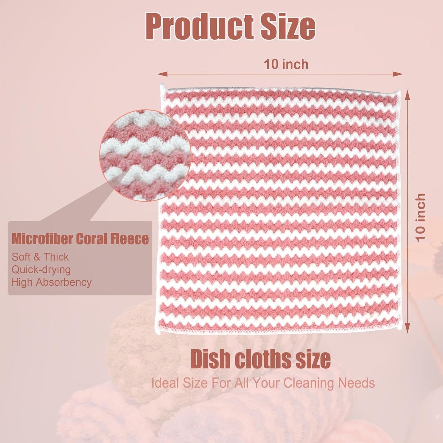 Microfiber Cleaning Cloth,Super Absorbent 12 Pack Dish Towels for Kitchen,Fast Drying Dish Cloth for Washing Dishes, Lint Free Dish Drying Towels, Reusable Kitchen Towels Set - 10"x10"