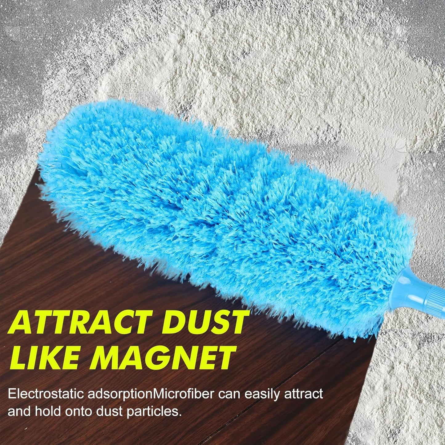 Rainbow Extendable Static Duster Reusable Microfiber Duster with 100" Telescoping Pole, Beandable and Washable Dusters Head for Cleaning Ceiling, Fan, Furniture