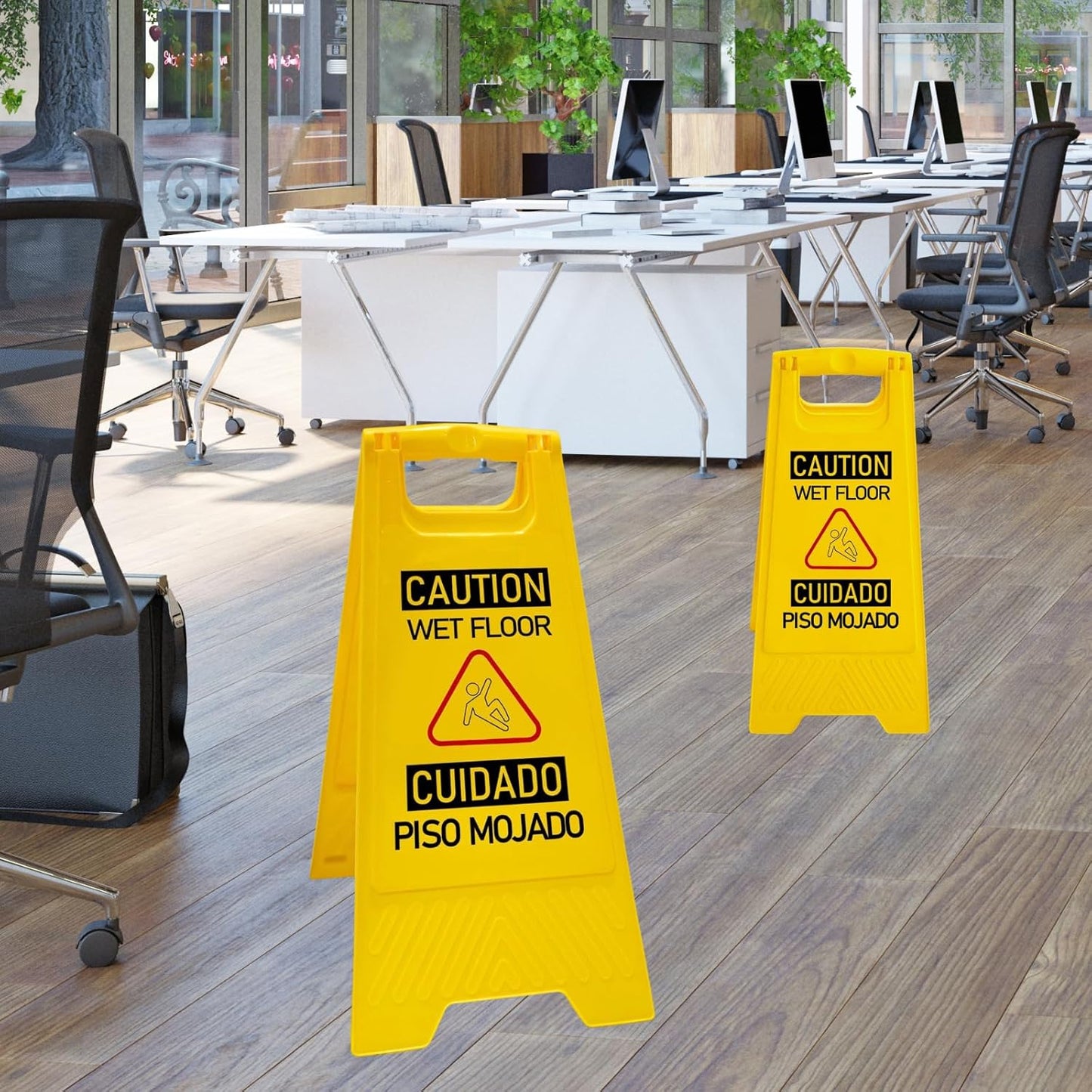 12 Pack A-Frame Caution Wet Floor Safety Signs,Foldable Double Sided Warning Boards for Storefront,Lobby,Mall,Gym,Spa