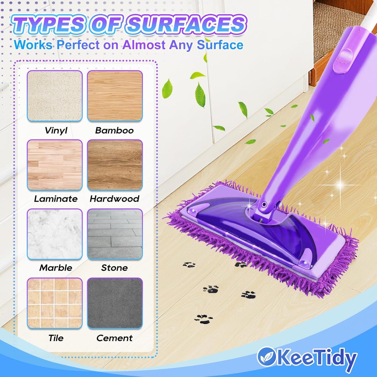 Wet Jet Pads Compatible with Swiffer Wetjet, Reusable Wet Jet Refill for Hardwood and Floor Spray Mop, Upgraded Fiber Mop Pads for Deep Cleaning (3 Pack)