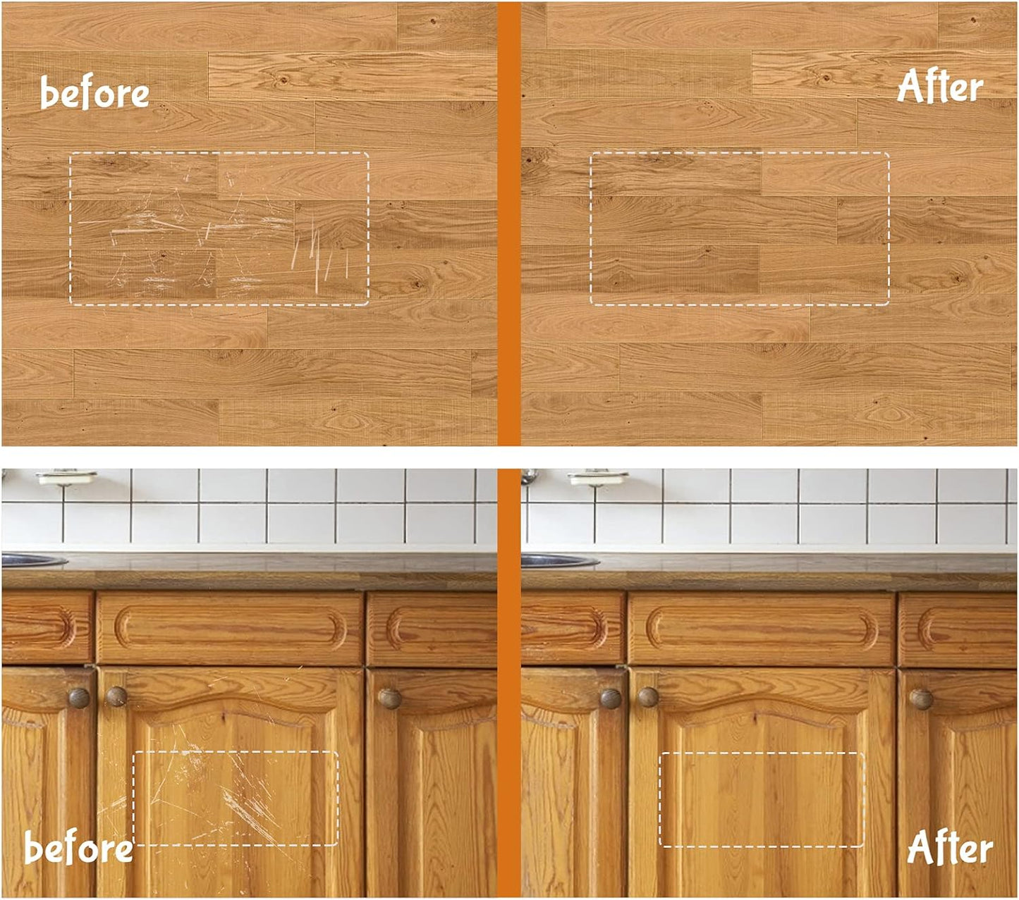 REALINN Wood Furniture Repair Kit 8 Light Colors- Wood Fillers and Touch Up Markers, Repair Scratch, Cracks, Discoloration for Wooden Door, Floor, Table, Cabinet