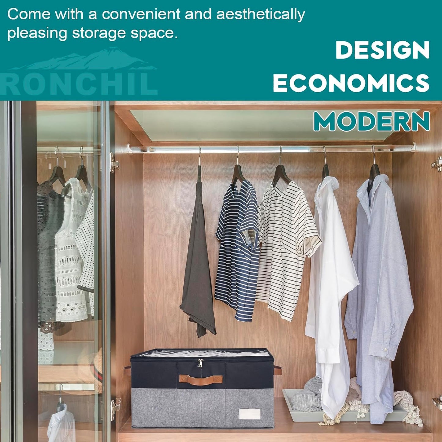 Shoe Organizer for Closet, Foldable Shoe Storage Bins with Clear Cover, Space Saving Shoes Holder with 4 Handles, Large Adjustable Shoe Box Storage Containers, Fits 12-24 Pairs, 1 Pack, Black