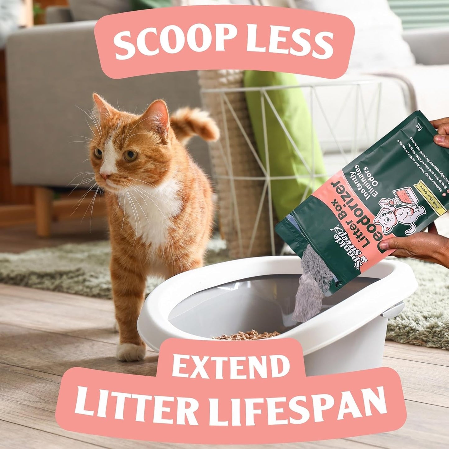 Litter Box Deodorizer | Cat Litter Deodorizer | Smell Control for Cats | Non-Toxic & Safe for Kittens | Home Odor Neutralizer | Kitty Litter Freshener | Sprinkle & Sweep | Made in USA
