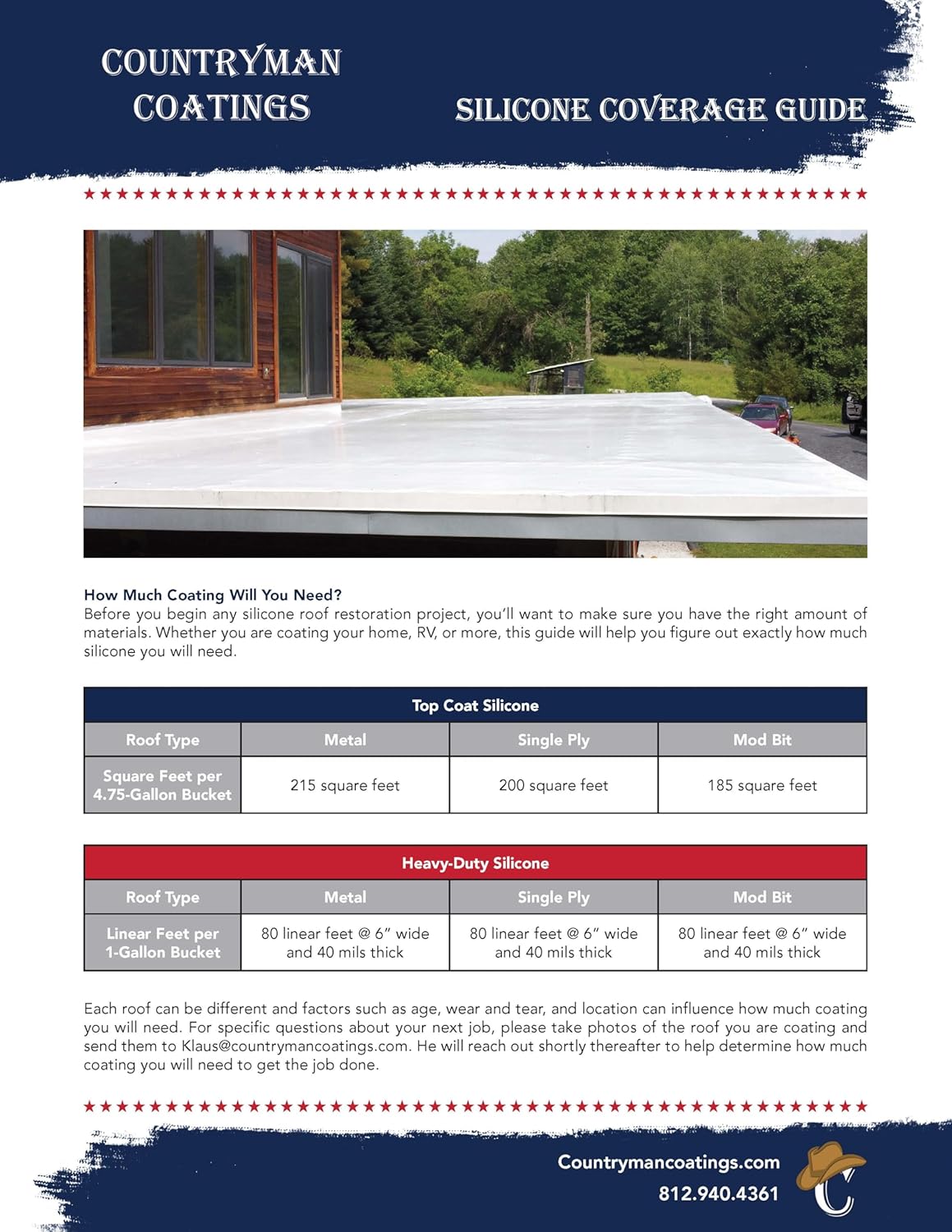 Countryman Coatings - 100% Silicone Roof Coating Restore Your Roof in a Day Seal Leaks, Cracks, Seams, Penetrations Adheres to All Surfaces (1 Quart, White)