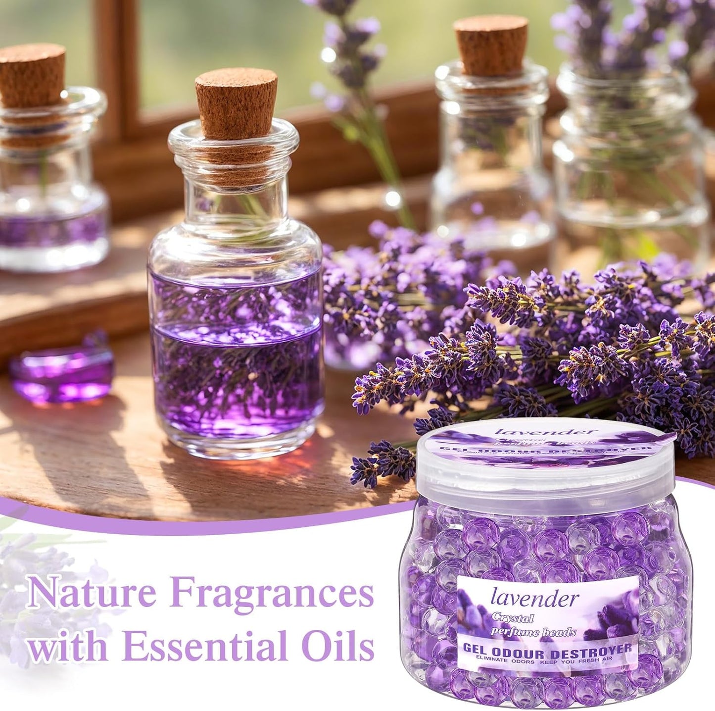 Timgle 12 Pack Odor Eliminator Gel Beads Bulk 10 Ounces Air Freshener Gel Beads Odor Eliminator for Home, Bathrooms, Cars, Boats and Pet Areas(Lavender Scent)