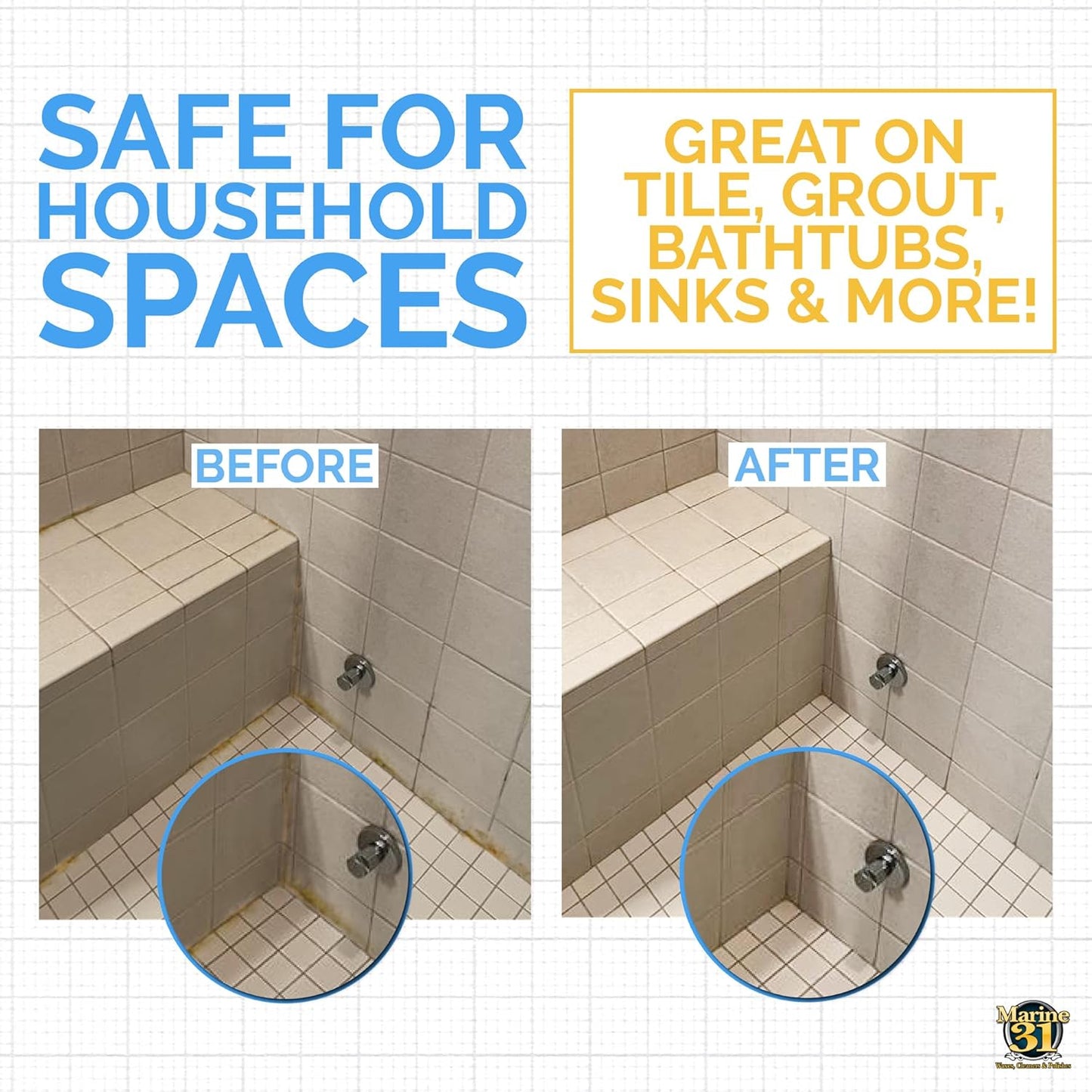 Marine 31 Mildew Stain Remover & Cleaner | Effective for Boats, Homes, Patios, Bathrooms & Showers | Removes Mold & Mildew Stains | Combo Pack | M31-370-RFK-1 | 20oz & Gallon