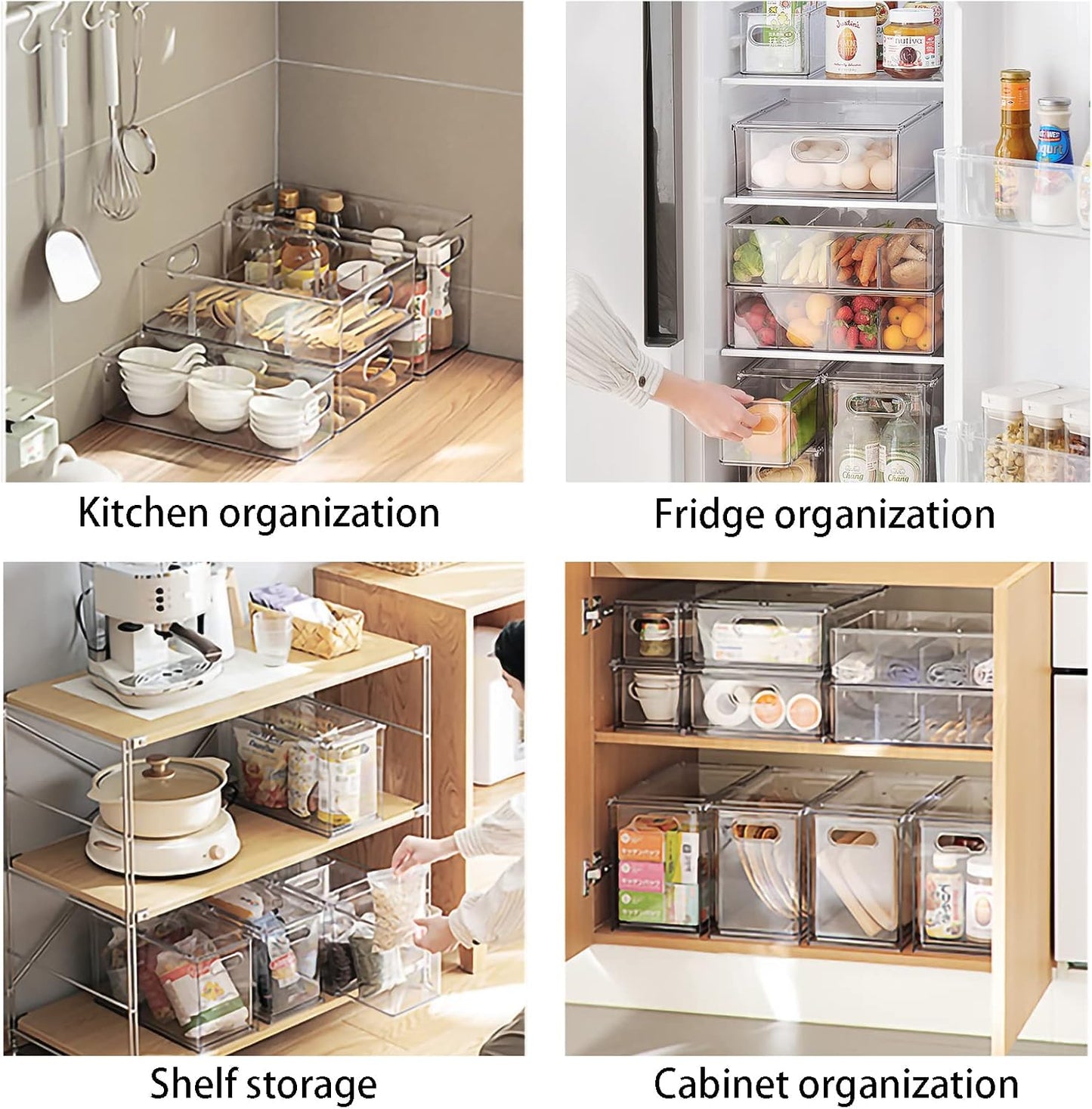 MineSign 7 pack Stackable Refrigerator Organizer Bins Pull-Out Drawers for Fruit and Veggies Storage Organizer for Fridge Clear Drawer Containers with Handle Divided Organization for Produce Saver