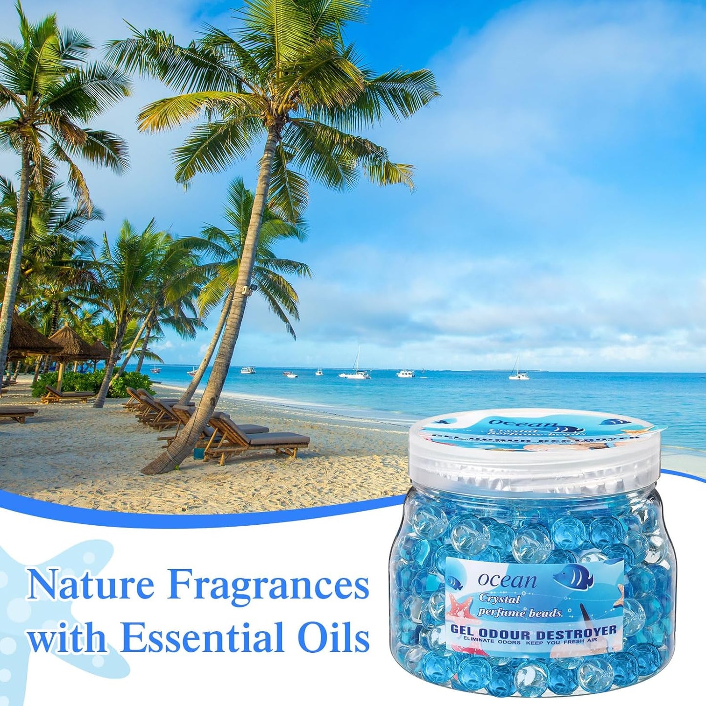 Timgle 12 Pack Odor Eliminator Gel Beads Bulk 10 Ounces Air Freshener Gel Beads Odor Eliminator for Home, Bathrooms, Cars, Boats and Pet Areas(Ocean Scent)