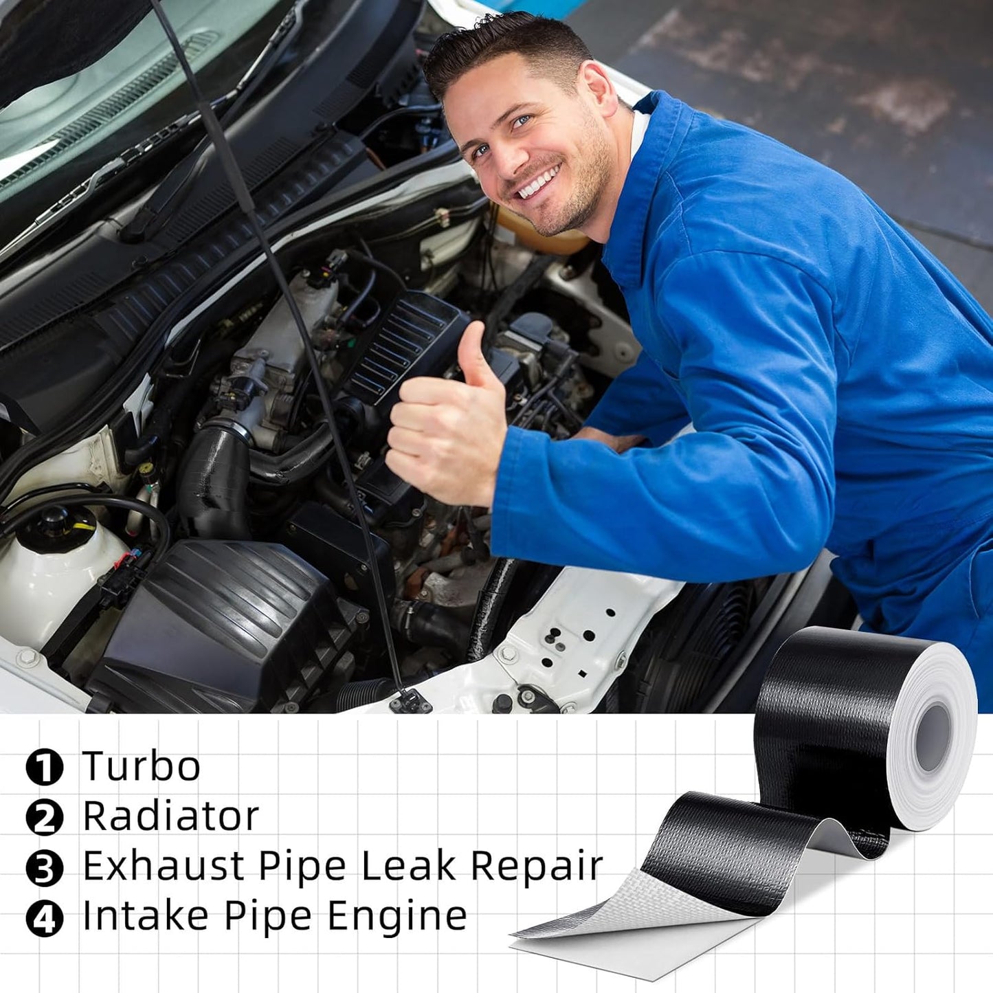 Zonon 2 Rolls Aluminum Foil Tape Heat Shield Tape Barrier Adhesive Reflective Fiberglass Thermal Insulation Reflective Material High Temp Protection(Black,2 Inch X 65.6 ft)