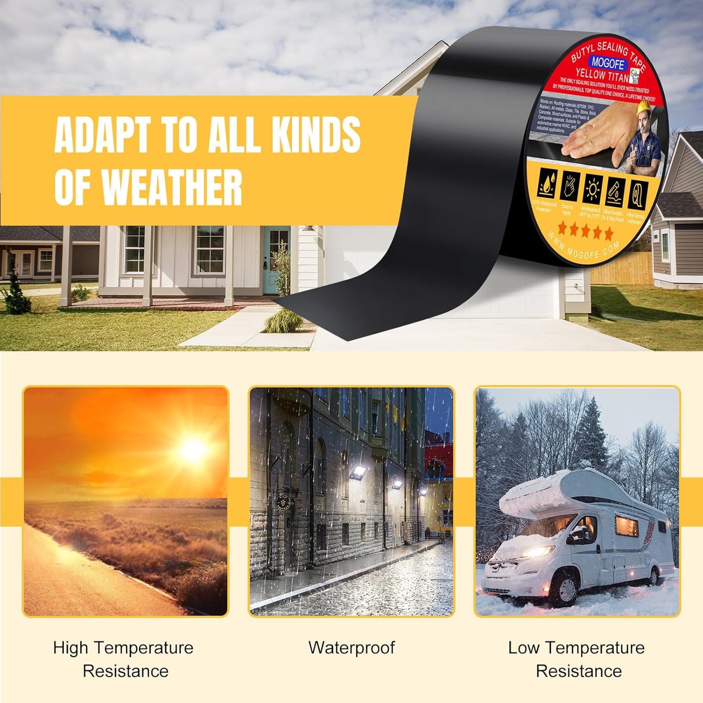 RV Roof Sealant Tape Black, 2 Inch x 50 Feet RV Repair Roof Sealer Seal Tape UV-Resistant Waterproof Sealant Tape for RV Repair, Camper, Trailer, Boat Sealing, Leaking Roof, Window